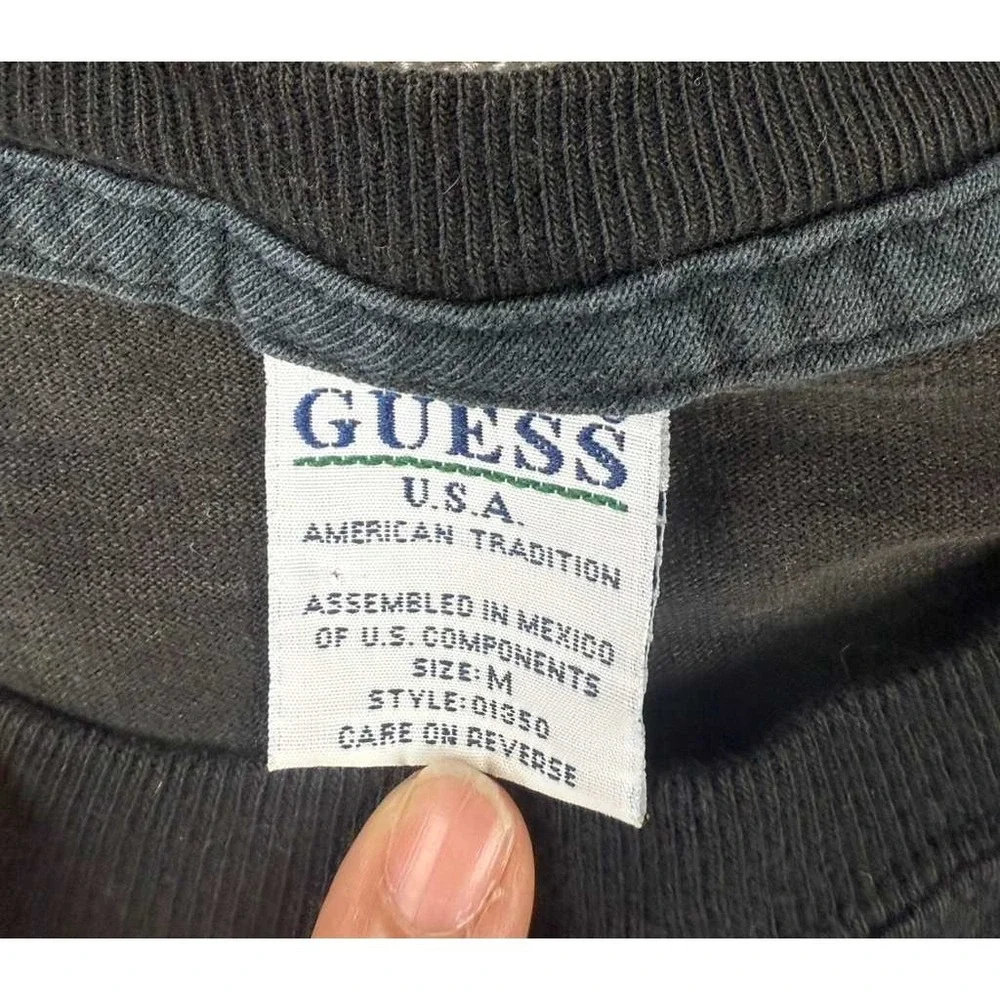 Vintage Guess T Shirt Men M Puerto Rico Flag Logo Black‎ Distressed USA Mexico - Picture 3 of 9